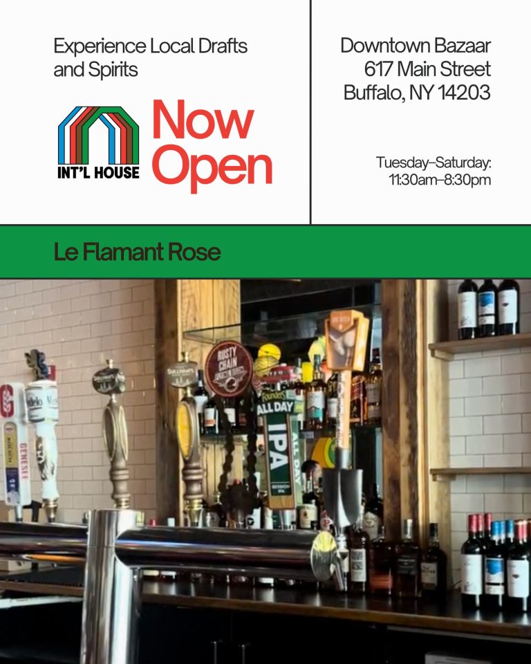 Read more about the article Pull up a seat at La Flamant Rose, the bar inside International House Buffalo, and sip on the best of the 716. 🍻